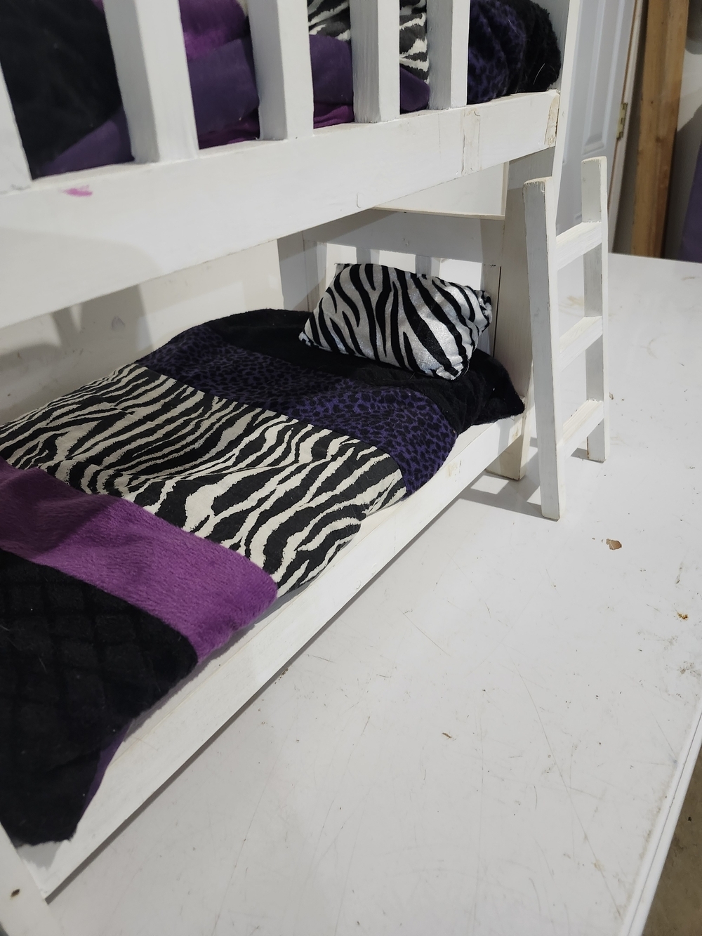 Zebra & Purple Bedding Set For 18" Dolls American Girl Journey Our Generation